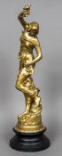 After JULIEN CAUSSE (1869-1914) French Capucine Gilded art metal,