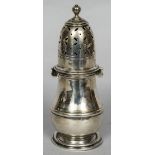 An early 18th century style silver sugar caster, hallmarked Birmingham 1908,