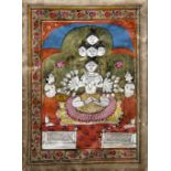 An antique Indo-Persian miniature Worked in watercolour and bodycolour on vellum with a multi-armed