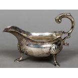 A Georgian silver sauceboat, possibly hallmarked for London 1763,