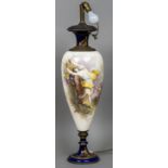 A large Sevres style painted porcelain lamp Of tapering ovoid form,