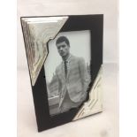 A modern Art Deco style silver mounted photograph frame, hallmarked for 999 purity, Sheffield 2015,