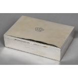 A 900 silver cigar box gifted by King Hussein of Jordan Of rectangular form,