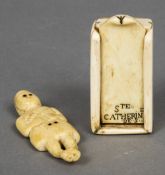 An 18th/19thcentury carved bone snuff spoon Formed as a Scottish figure;
