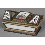 A Regency decalcomania decorated casket The shaped hinged lid with floral and mirror inset panels