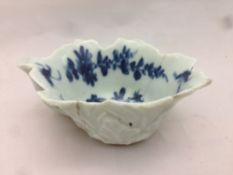 An 18th century blue and white porcelain butter/pickle dish,