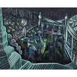 MARY TOVEY (20th century) British Westminster Reflections Oil on board Signed,