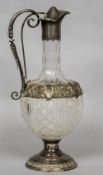 A Russian silver mounted cut glass claret jug, with 84 Zolotnik mark,