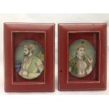 INDIAN SCHOOL (19th/20th century) Miniature Portraits of a Maharaja and a Maharani Watercolours,