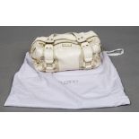 A Jimmy Choo white lizard handbag Together with original Jimmy Choo cloth bag. 40 cm wide.