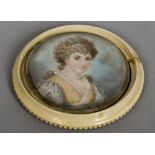 ENGLISH SCHOOL (19th century) Portrait of Lady Jessie Linds Watercolour on ivory 8.