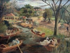 DOROTHY GRAHAM (20th century) The Boating Lake Oil on board 45.