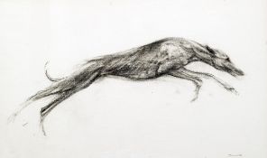 * AR JONATHAN TROWELL (1938-2013) British Greyhound Charcoal Signed,