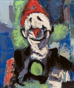 T SIBAT (20th century) Continental Clown Portrait Oil on canvas Signed 50 x 60 cm,