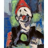 T SIBAT (20th century) Continental Clown Portrait Oil on canvas Signed 50 x 60 cm,