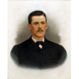 An Edwardian over painted photograph portrait of a gentleman Box framed and glazed.