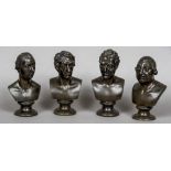 Four 19th century patinated bronze busts Depicting the Duke of Wellington, William Pitt,