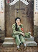 CHINESE SCHOOL (20th century) Red Reflections Oil on canvas 80 x 120 cm,