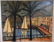 After BERNARD BUFFET (1928-1999) French Port of Beaulieu Oil on board Bears signature 49.