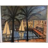 After BERNARD BUFFET (1928-1999) French Port of Beaulieu Oil on board Bears signature 49.