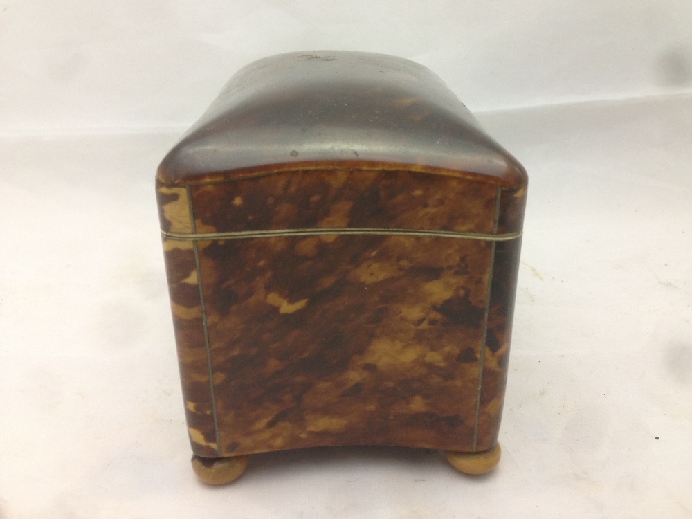 A 19th century tortoiseshell tea caddy Of small proportions, - Image 3 of 8