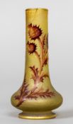 A Daum Nancy acid etched and enamelled cameo glass thistle solifleur vase Signed to base. 11.