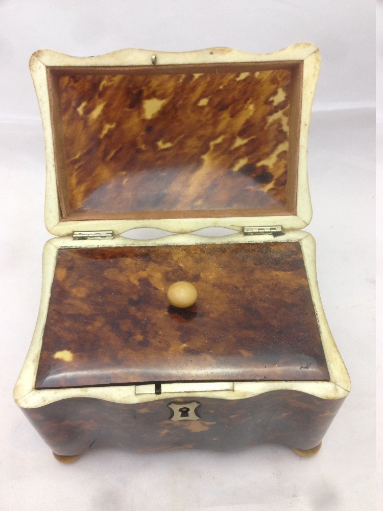 A 19th century tortoiseshell tea caddy Of small proportions, - Image 6 of 8