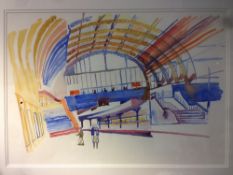 *AR FRED YATES (1922-2008) British French Railway Station Watercolour Bears Art Curial Studio Sale