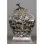A George II silver chinoiserie tea caddy, hallmarked London 1753,