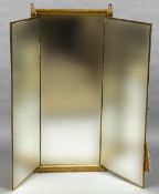 A 19th century French giltwood triptych mirror Of fabric backed folding form inscribed Miroir Brot.