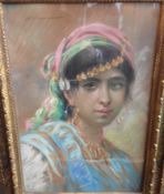 FRENCH SCHOOL (19th century) Orientalist Portrait Pastels Indistinctly signed 32 x 47.