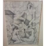 After ROGER DE LA FRESNAYE (1885-1925) French The Bathers Pencil Bears signature 27 x 37 cm,