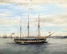 R GURNELL (19th/20th century) HMS Royal George Watercolour Signed and dated 1897 23 x 19 cm,