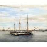 R GURNELL (19th/20th century) HMS Royal George Watercolour Signed and dated 1897 23 x 19 cm,