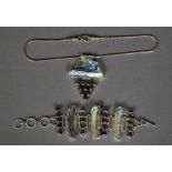 A contemporary designer 925 silver and abalone shell bracelet and matching necklace The former 19