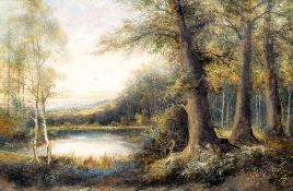 *AR FRANCIS E JAMIESON (1895-1950) British Woodland Lake Scene Oil on canvas Signed 74.9 x 49.