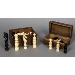 A late 19th/early 20th century French Colonial Regence ivory and brown stained ivory chess