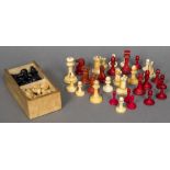 A Jacques ivory and stained ivory chess set, circa 1900 The white King stamped Jacques,