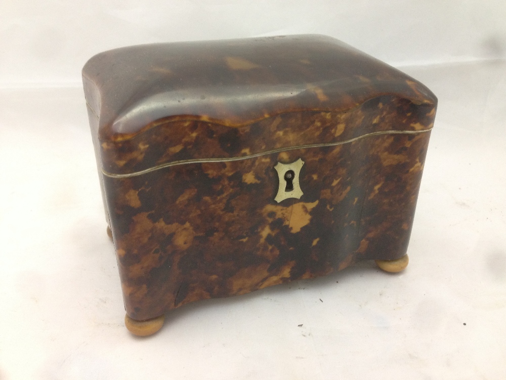 A 19th century tortoiseshell tea caddy Of small proportions, - Image 2 of 8