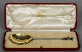 A silver apostle spoon, hallmarked London 1913,