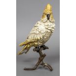 A cold painted bronze model of a cockatoo Naturalistically modelled, perched, stamped Geschutzt,