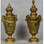 A pair of 19th century gilt bronze table lamps Each formed as an antiquity vase,