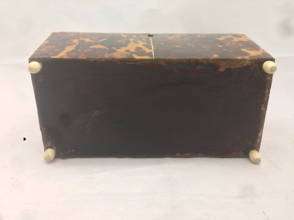 A 19th century tortoiseshell tea caddy The domed hinged rectangular top including two lidded - Image 8 of 8