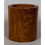 A Chinese hardwood brush pot Of plain cylindrical form. 14.5 cm high.