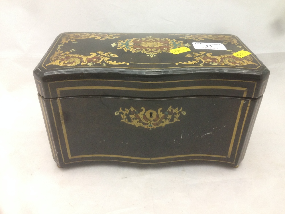 A 19th century French caddy/cigar box Of serpentine form, with brass, ivory and other inlays, - Bild 2 aus 9