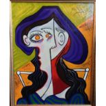 After PABLO PICASSO (1881-1973) Spanish Cubist Portrait Oil on canvas Bears signature 35 x 44 cm,