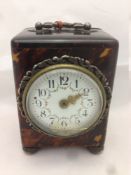 A Victorian silver mounted tortoiseshell cased carriage clock, hallmarked Chester 1895,