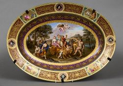 A 19th century Vienna porcelain dished platter Finely painted after LOUIS DE BOULLOGNE (1654-1733)