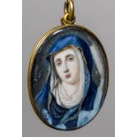 A miniature portrait on ivory Depicting the Madonna, signed Downes 1766,