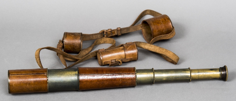 A First World War officers leather cased four draw telescope by R & J Beck Limited, London,